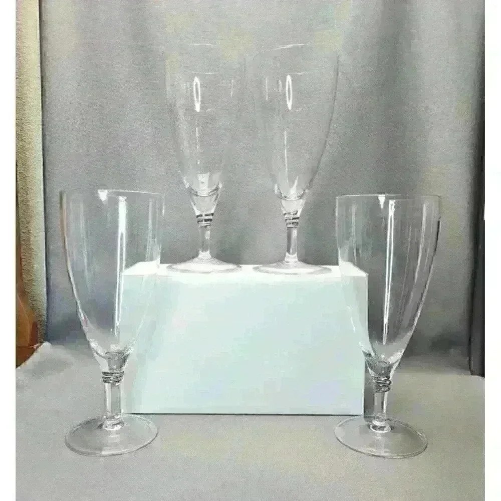 Qualia Helix Platinum Hand Blown Art Glass Iced Tea Glass Water Goblets Set of 4 - Picture 2 of 5